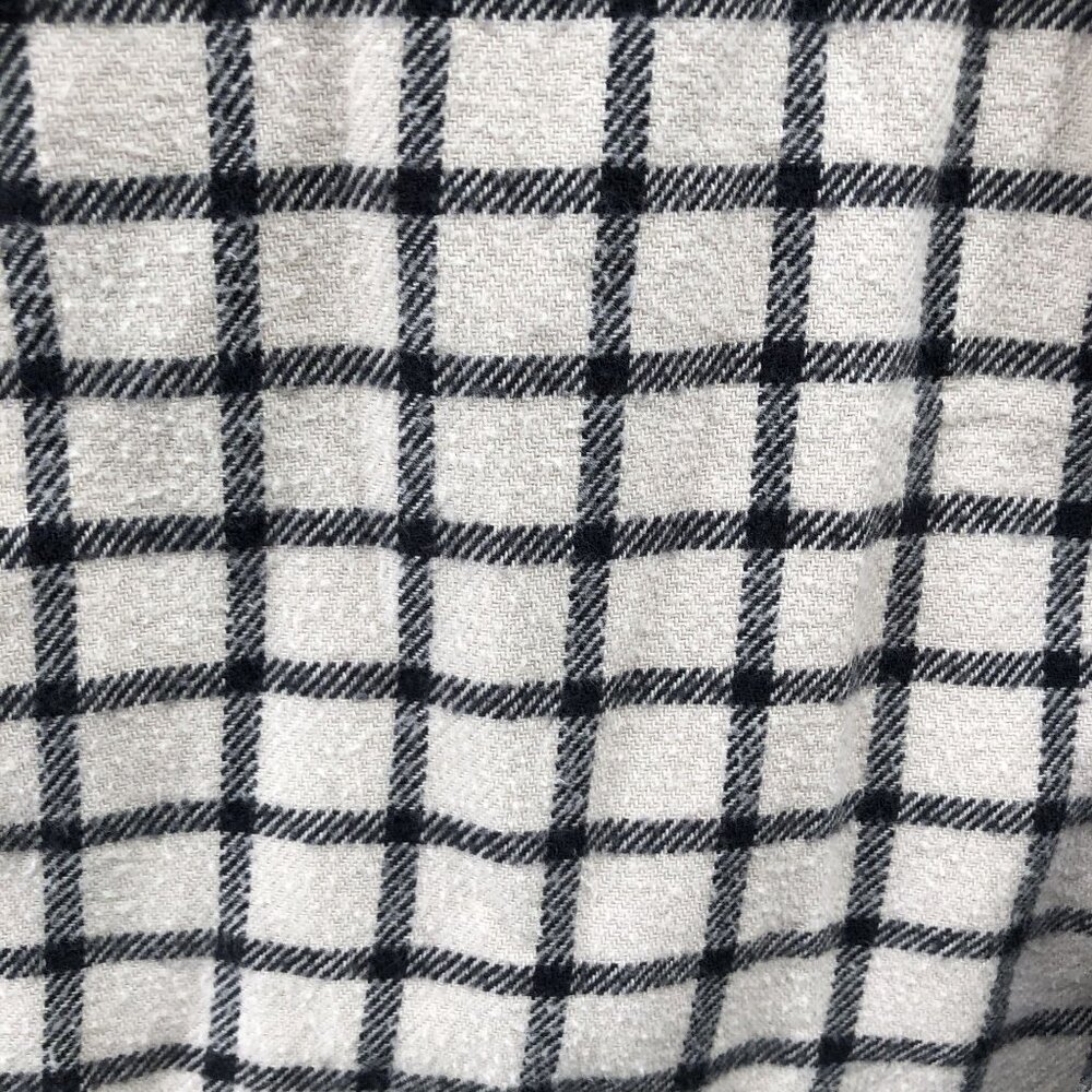 American Eagle Flannel Shirt Mens Large L Cream Black Grid Plaid Thick Shacket - Picture 10 of 10
